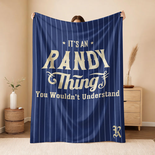 Your Name Thing Striped Blue Fleece Blanket RANDY 13K1 BK23