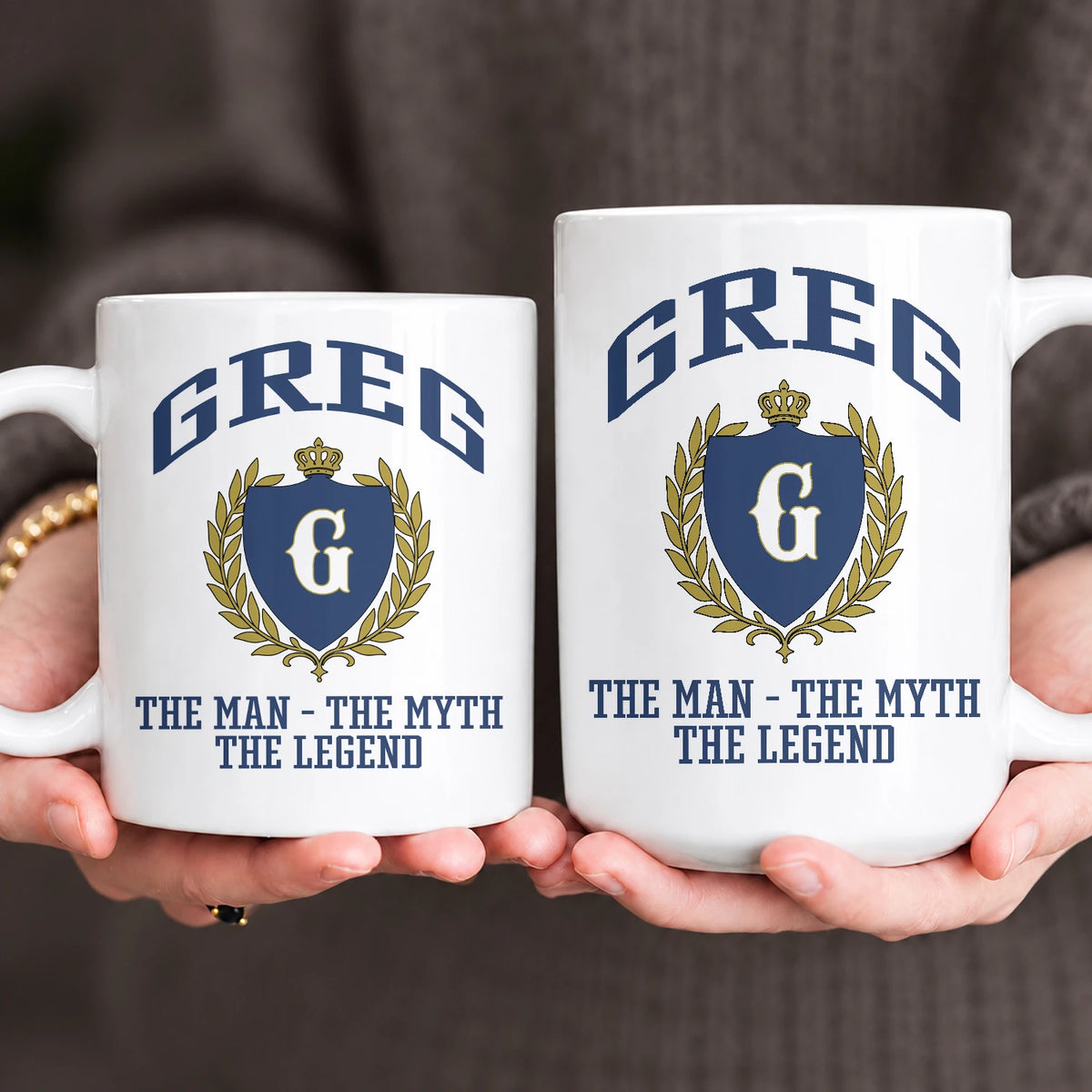 The Man The Myth The Legend Blue And Yellow Logo Mug GREG 13K1 MG24