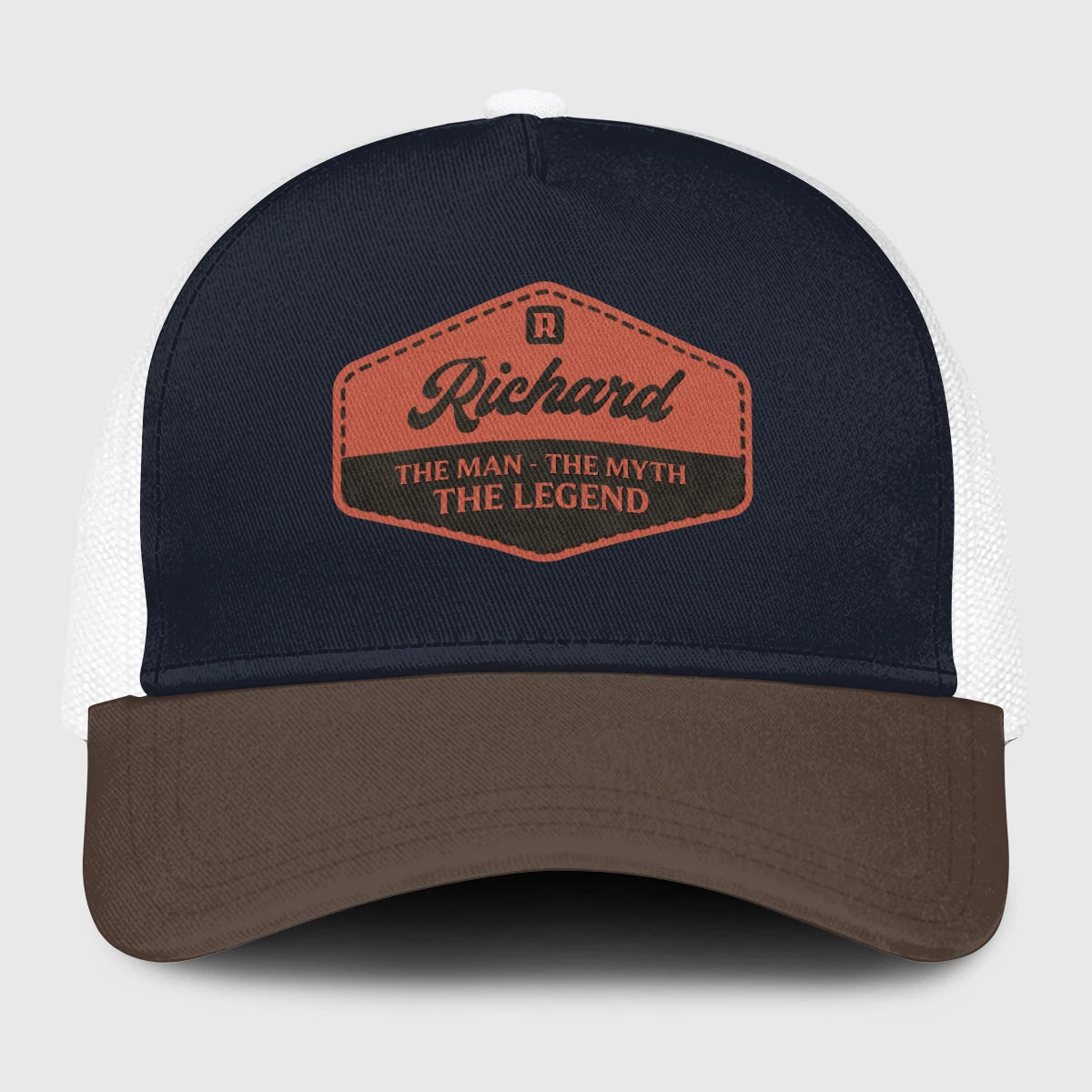 The Man The Myth The Legend Navy And Brown Mesh Cap RICHARD 13K1 C188PF