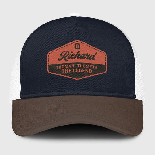 The Man The Myth The Legend Navy And Brown Mesh Cap RICHARD 13K1 C188PF