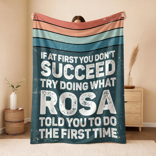 If At First You Don’t Succeed Retro Green Fleece Blanket ROSA 13K1 BK29