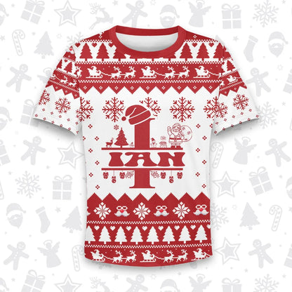 IAN Personalized Christmas T-Shirt Pajama Set - Holiday Gift Outfit 13K1-CR2