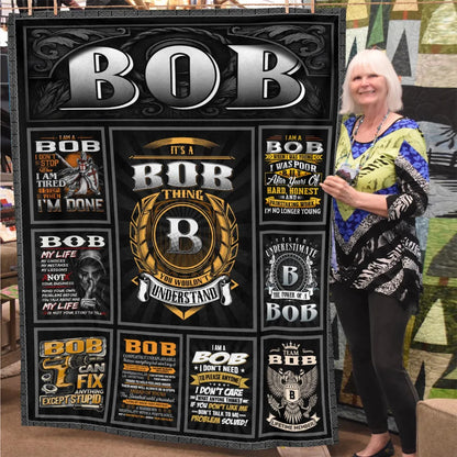 BOB Personalized Blanket | Custom Name Cozy Throw Gift 13K1-BK2