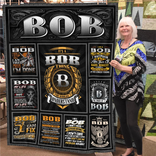 BOB Personalized Blanket | Custom Name Cozy Throw Gift 13K1-BK2