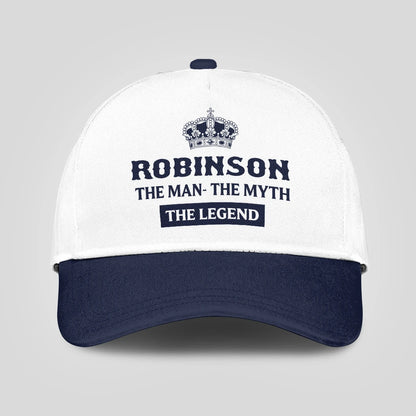 The Man The Myth The Legend King Crown Blue And White Cap ROBINSON 13K1 C147PF