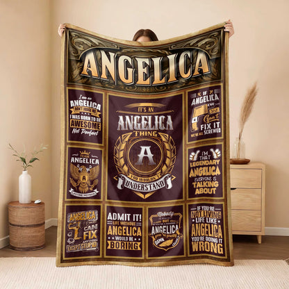 ANGELICA Personalized Blanket | Custom Name Cozy Throw Gift 13K1-BK4