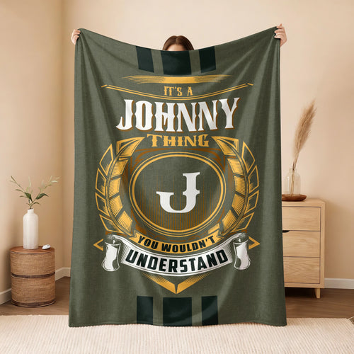 It's A Your Name Thing Olive Green Logo Fleece Blanket JOHNNY 13K1 BK31