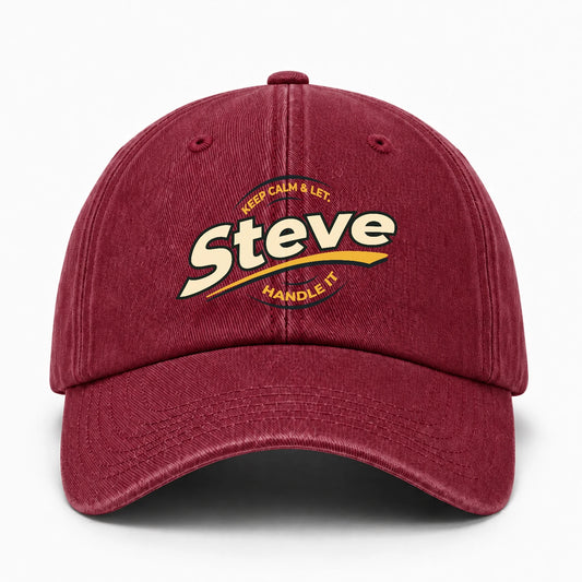 Keep Calm & Let Your Name Handle It Burgundy Washed Cap STEVE 13K1 C105PF