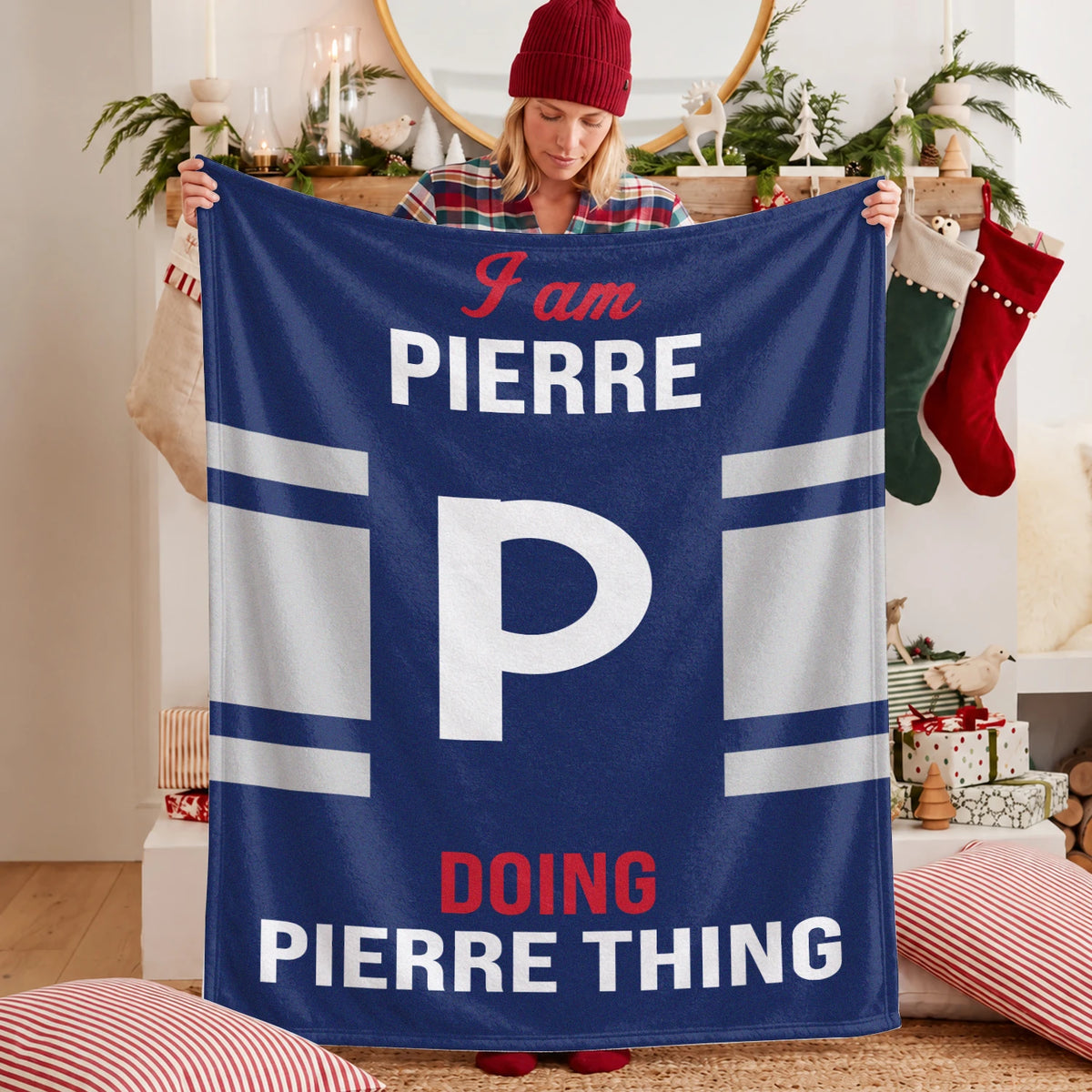 I'm Name Doing Name Things Navy Fleece Blanket PIERRE 13K1 BK51