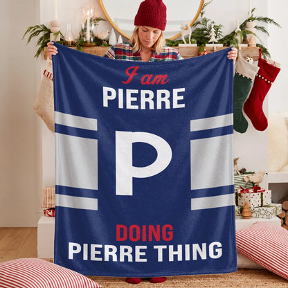I'm Name Doing Name Things Navy Fleece Blanket PIERRE 13K1 BK51