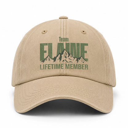 Team Your Name Lifetime Member Mountain Cap ELAINE 13K1 C58PF