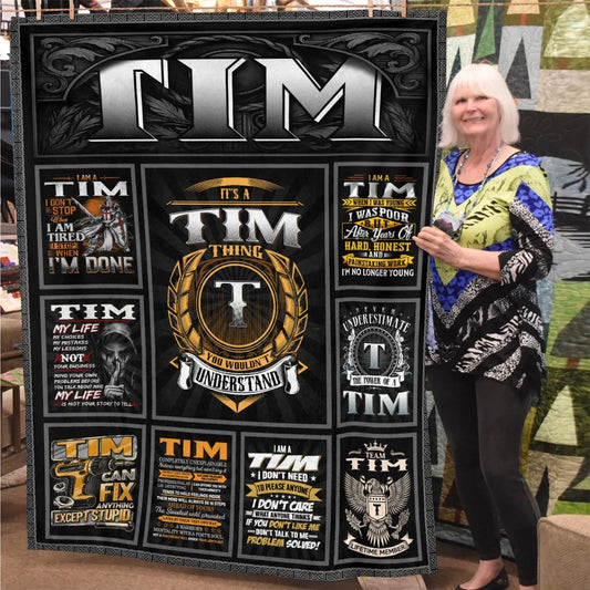 TIM Personalized Blanket | Custom Name Cozy Throw Gift 13K1-BK2