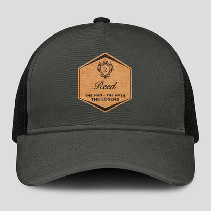 The Man The Myth The Legend Vintage Logo Gray And Black Cap REED 13K1 C211PF