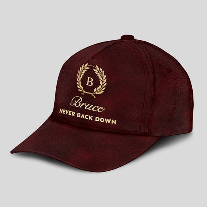 Never Back Down Golden Olive Burgundy Cap BRUCE 13K1 C177PF