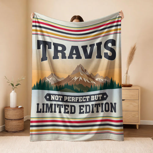 Not Perfect But Limited Edition Vintage Mountain Fleece Blanket TRAVIS 13K1 BK45