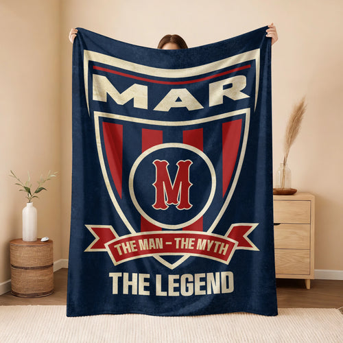 The Man The Myth The Legend Blue Burgundy Baseball Blanket MAR 13K1 BK18