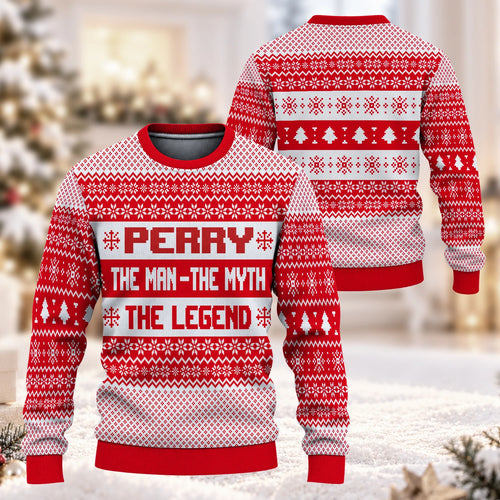 The Man The Myth The Legend Red Christmas Ugly Sweater PERRY 13K1 UG04