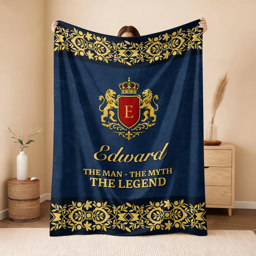 The Man The Myth The Legend Luxury Navy Fleece Blanket EDWARD 13K1 BK35