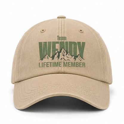 Team Your Name Lifetime Member Mountain Cap WENDY 13K1 C58PF
