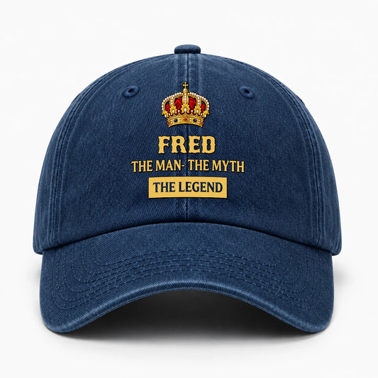 The Man The Myth The Legend King Crown Washed Cap FRED 13K1 C146PF