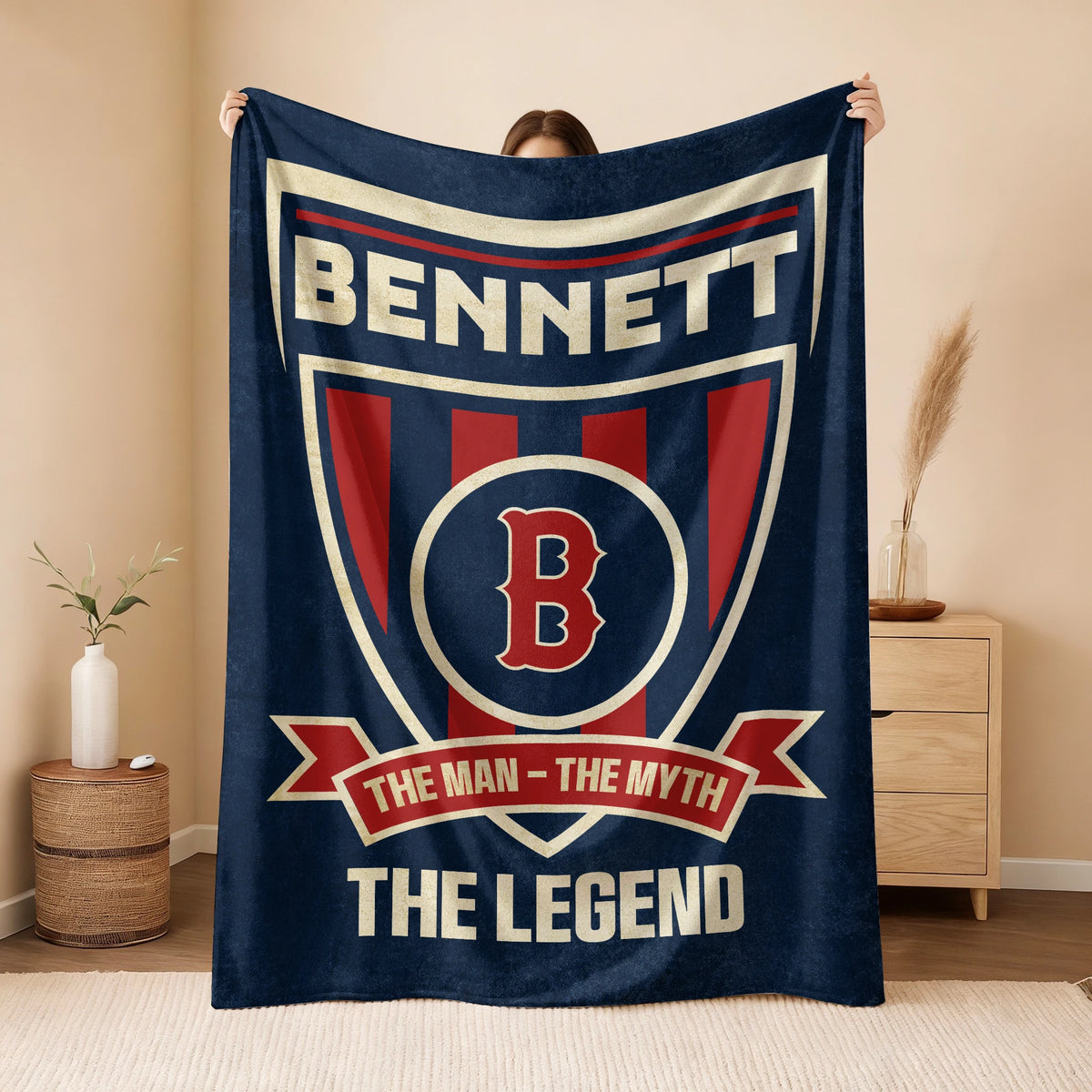 The Man The Myth The Legend Blue Burgundy Baseball Blanket BENNETT 13K1 BK18