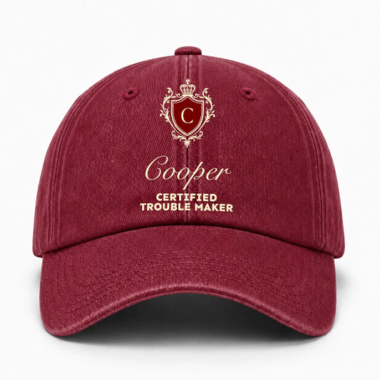 Certified Trouble Maker Royal Burgundy Washed Cap COOPER 13K1 C139PF