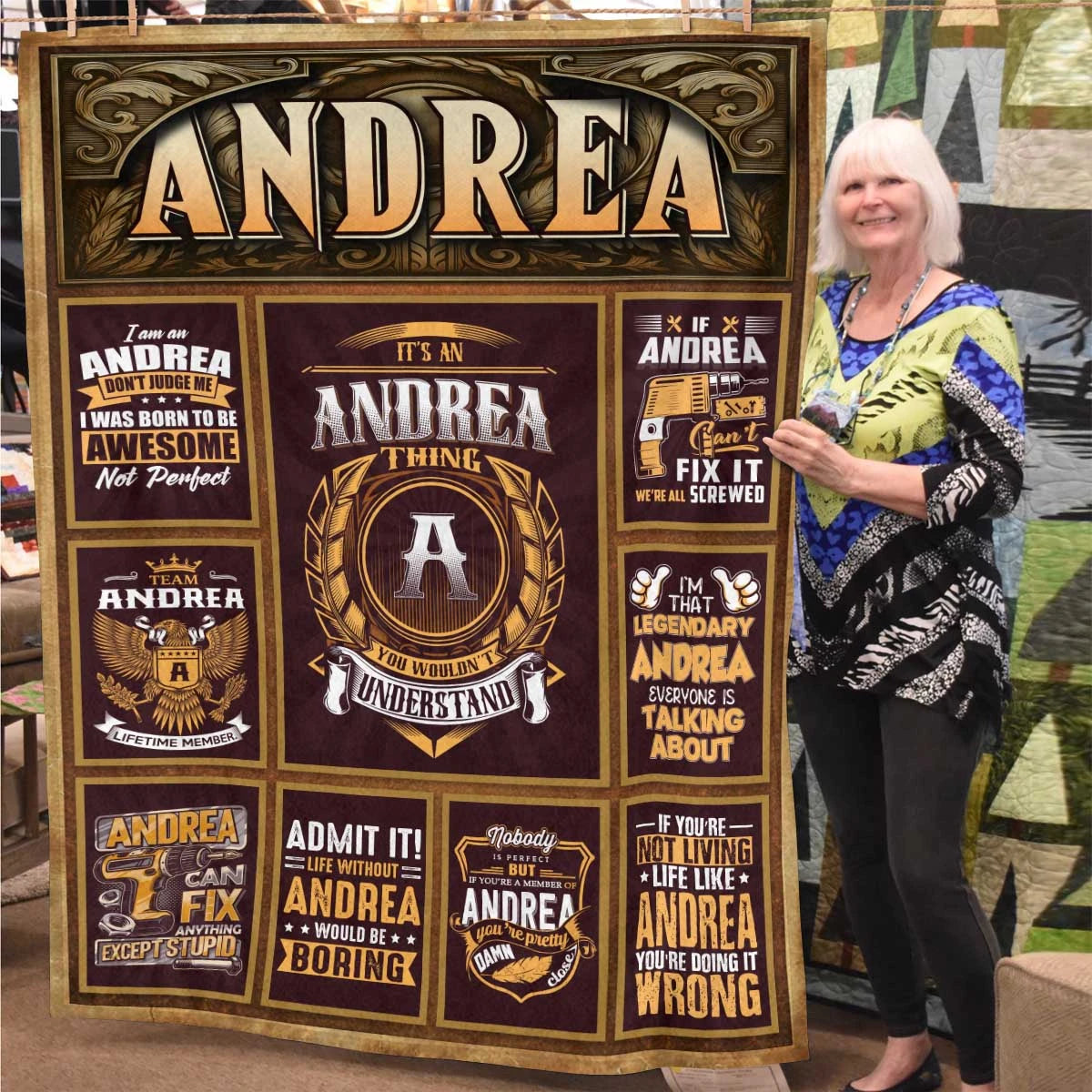 ANDREA Personalized Blanket | Custom Name Cozy Throw Gift 13K1-BK4