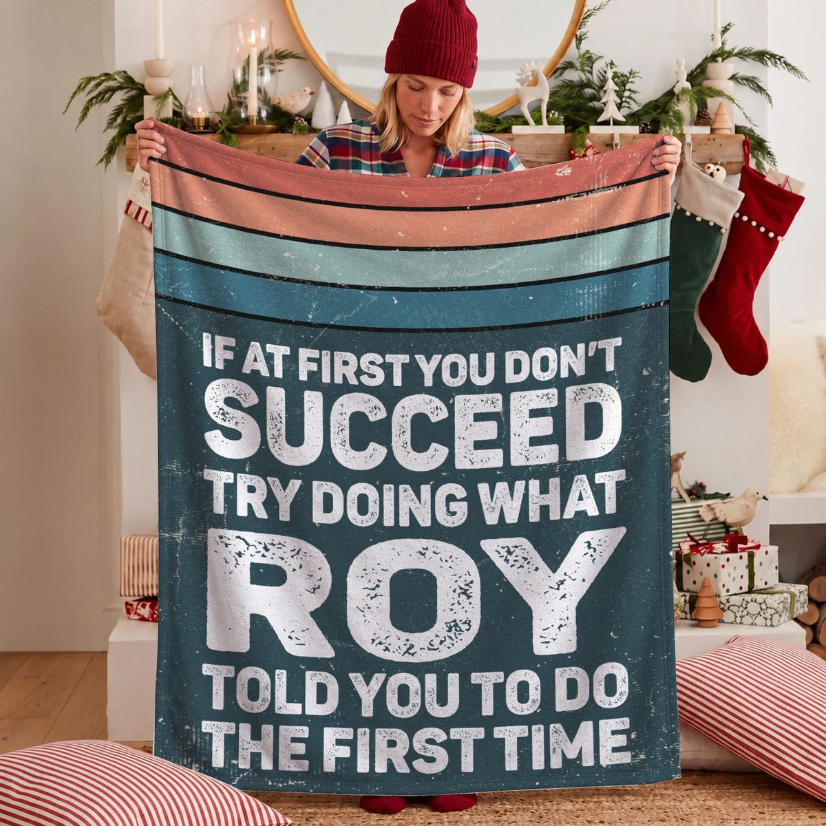 If At First You Don’t Succeed Retro Green Fleece Blanket ROY 13K1 BK29