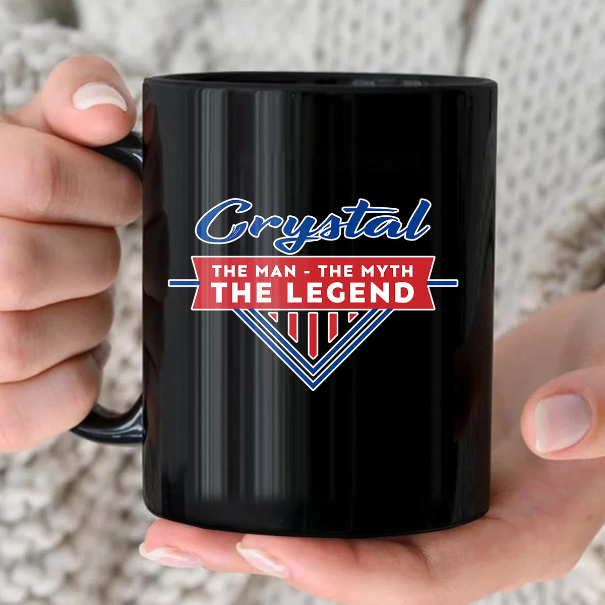 The Man The Myth The Legend Red And Blue Logo Mug CRYSTAL 13K1 MG34