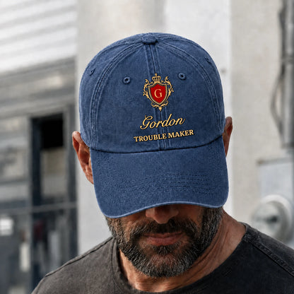 Your Name Trouble Maker Funny Blue Washed Cap GORDON 13K1 C153PF