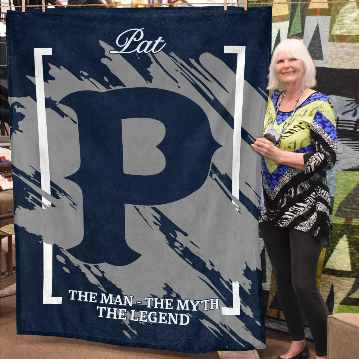 The Man The Myth The Legend Navy Baseball Fleece Blanket PAT 13K1 BK17