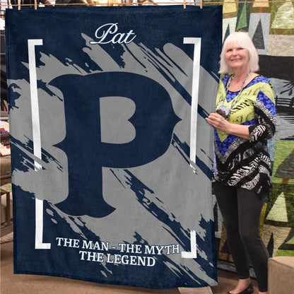 The Man The Myth The Legend Navy Baseball Fleece Blanket PAT 13K1 BK17