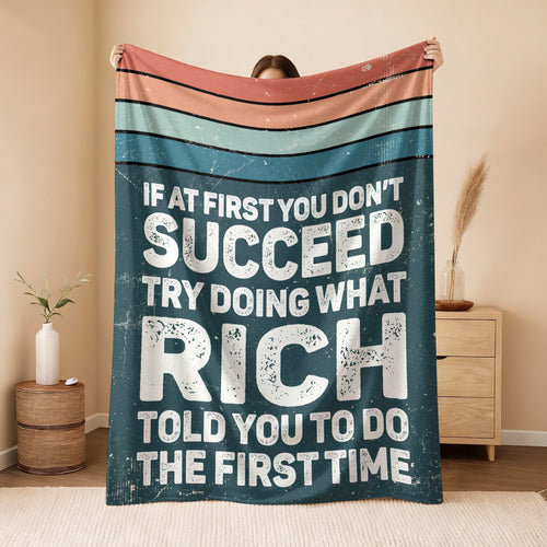 If At First You Don’t Succeed Retro Green Fleece Blanket RICH 13K1 BK29