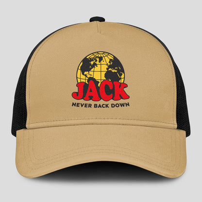 Never Back Down World Logo Khaki Mesh Cap JACK 13K1 C212PF