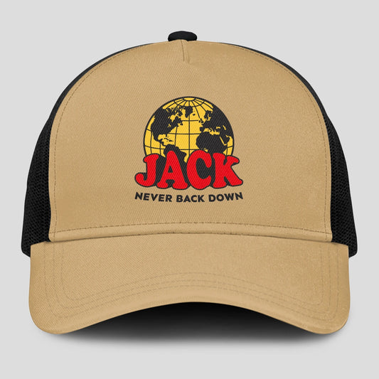 Never Back Down World Logo Khaki Mesh Cap JACK 13K1 C212PF
