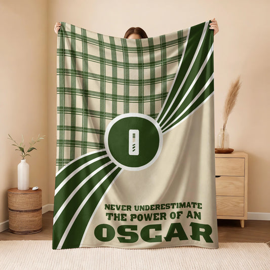 Never Underestimate Your Name Green & Cream Plaid Fleece Blanket OSCAR 13K1 BK50
