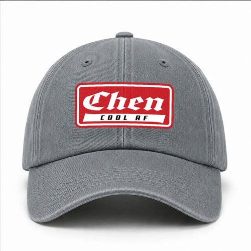 Your Name Cool Af Red Logo Funny Washed Cap CHEN 13K1 C79PF