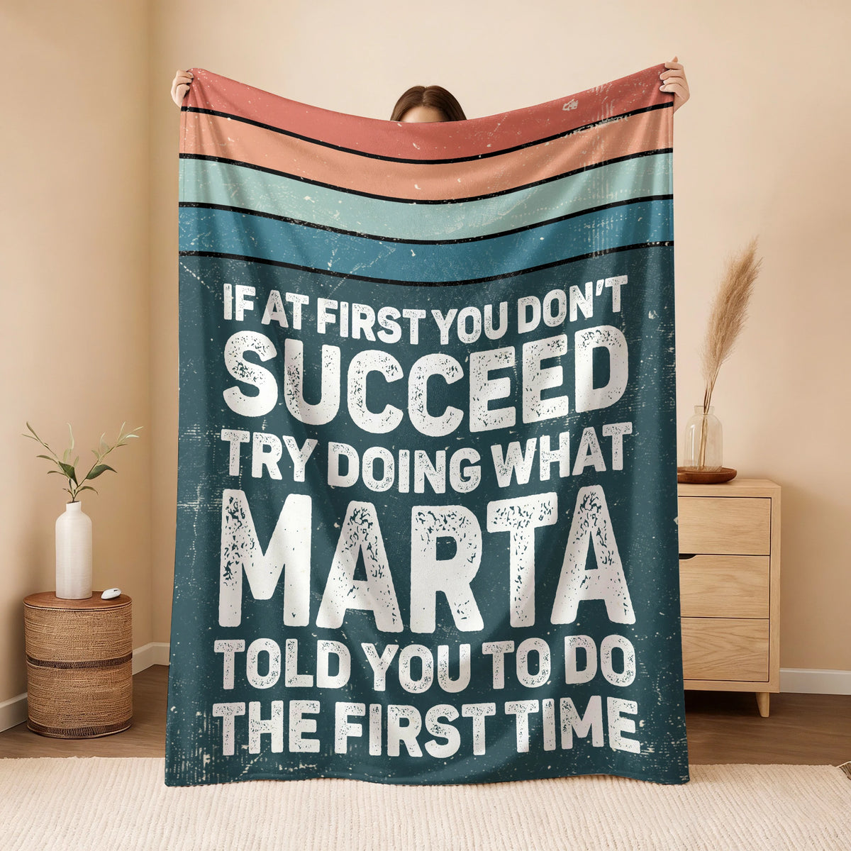If At First You Don’t Succeed Retro Green Fleece Blanket MARTA 13K1 BK29