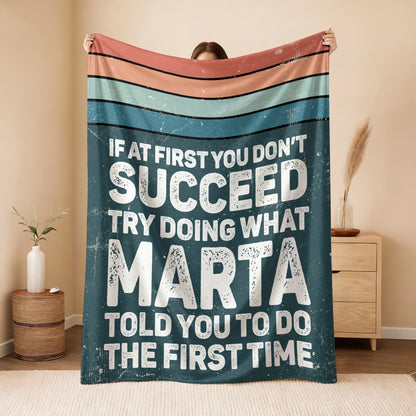 If At First You Don’t Succeed Retro Green Fleece Blanket MARTA 13K1 BK29