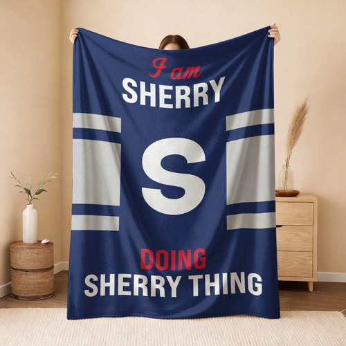 I'm Name Doing Name Things Navy Fleece Blanket SHERRY 13K1 BK51