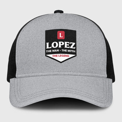 The Man The Myth The Legend Gray Mesh Cap LOPEZ 13K1 C189PF
