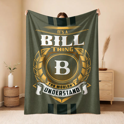 It's A Your Name Thing Olive Green Logo Fleece Blanket BILL 13K1 BK31