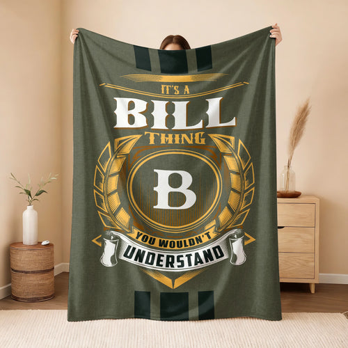 It's A Your Name Thing Olive Green Logo Fleece Blanket BILL 13K1 BK31