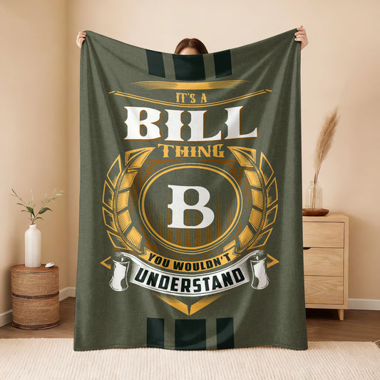 It's A Your Name Thing Olive Green Logo Fleece Blanket BILL 13K1 BK31