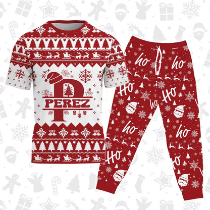 PEREZ Personalized Christmas T-Shirt Pajama Set - Holiday Gift Outfit 13K1-CR2