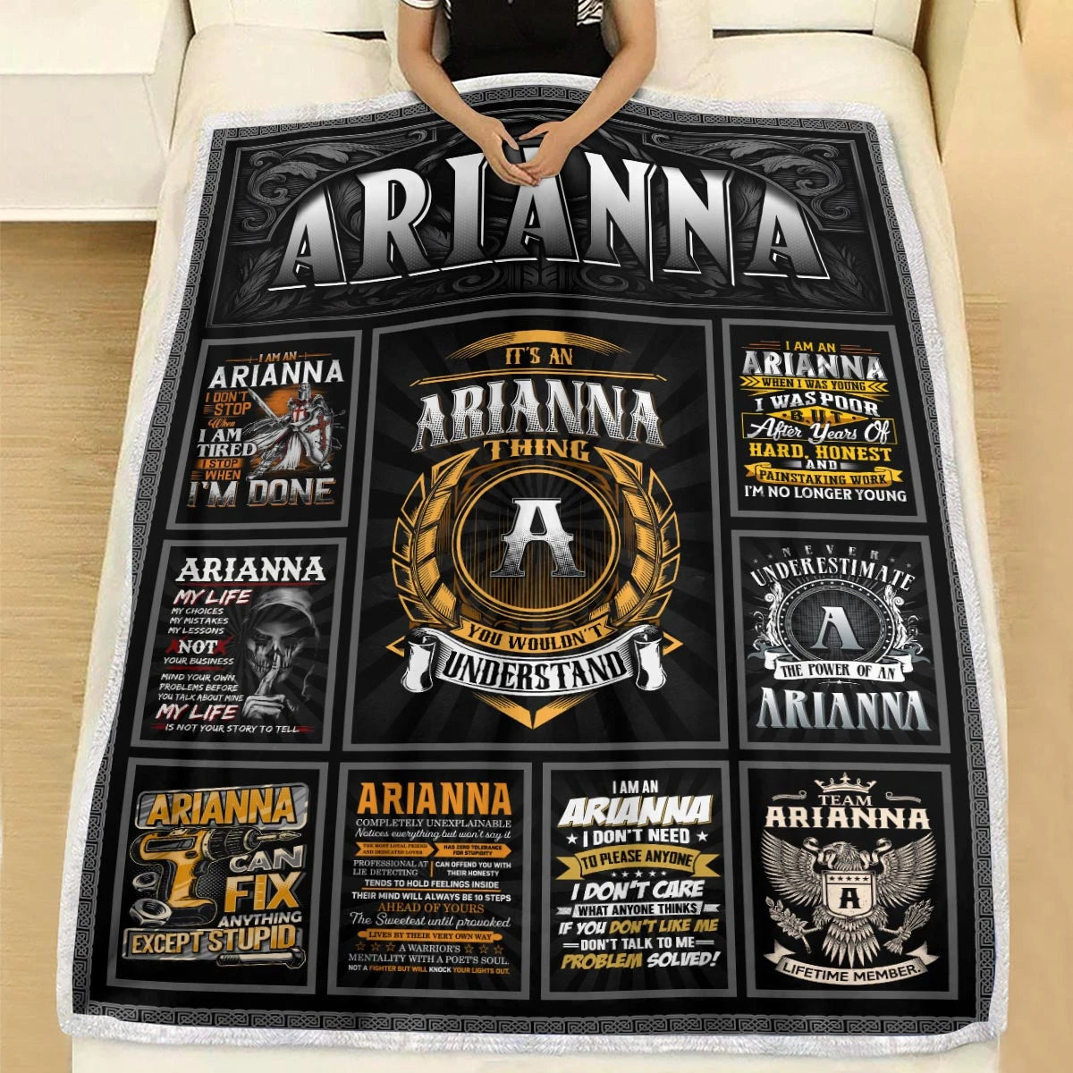 ARIANNA Personalized Blanket | Custom Name Cozy Throw Gift 13K5-BK2