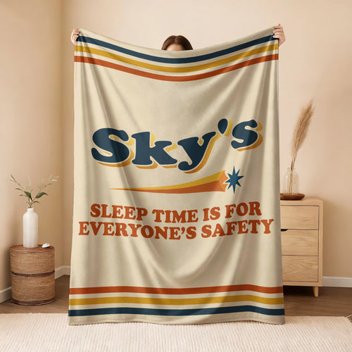 Your Name's Sleep Time Funny Retro Fleece Blanket SKY 13K1 BK67