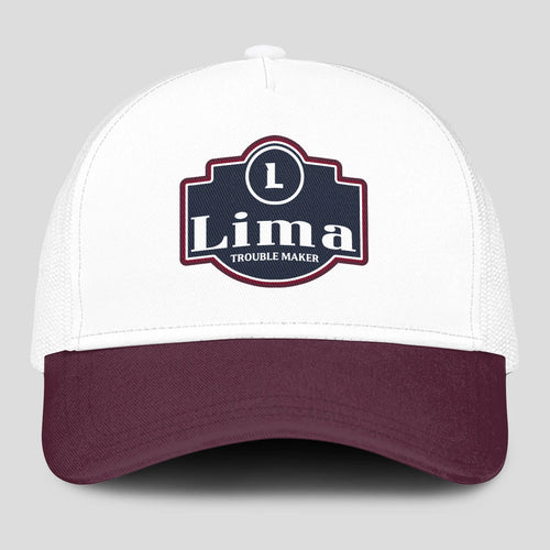 Trouble Maker Burgundy And White Funny Mesh Cap LIMA 13K1 C201PF