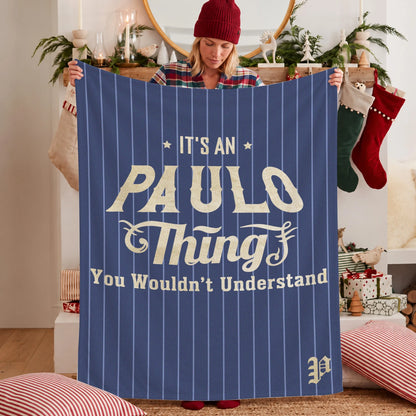 Your Name Thing Striped Blue Fleece Blanket PAULO 13K1 BK23