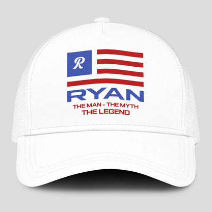 The Man The Myth The Legend America Flag Mesh Cap RYAN 13K1 C193PF